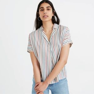 Madewell Park Popover Shirt in Rainbow Stripe